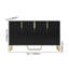 Aro 59" Black Wood Sideboard With Cabinets, Adjustable Shelves, And Metal Legs