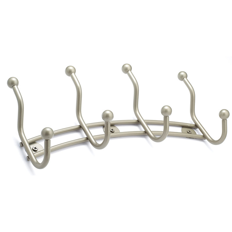 Utility Wall Mounted Coat Rack, Matte Nickel