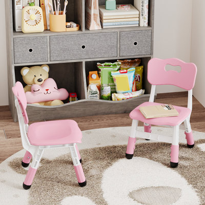 Ensemble de 3 chaises pour enfants réglables à 3 niveaux - Chaises ergonomiques en plastique pour tout-petit, légères et robustes pour les enfants de 2 à 8 ans - Convient à la table et au bureau - Idéal pour la maison, la salle d'étude et la garderie - Rose
