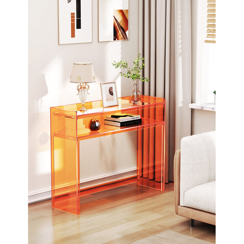 Acrylic Console Table, Orange
