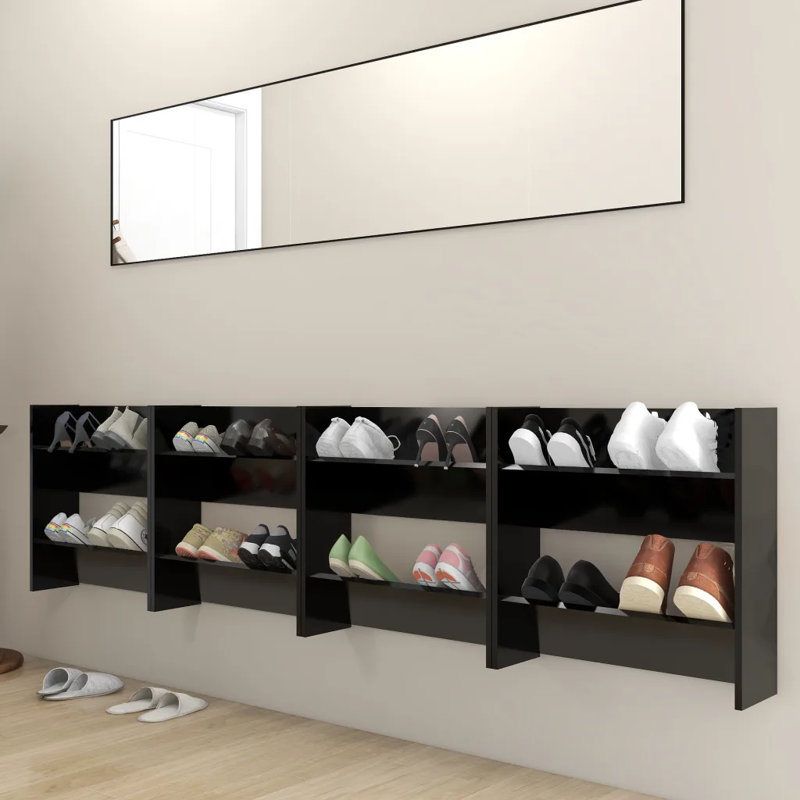4 Pair Shoe Rack, Black