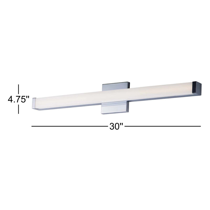 Barre d'éclairage de salle de bain 1 lumière DEL Sydni, Nickel satiné