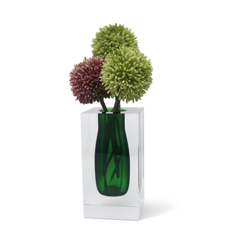 Jesue Crystal Table Vase, Green