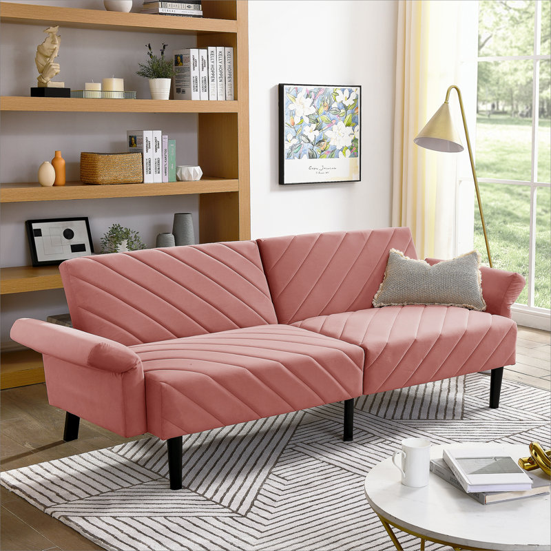 Gania Upholstered Sofa, Pink Velvet