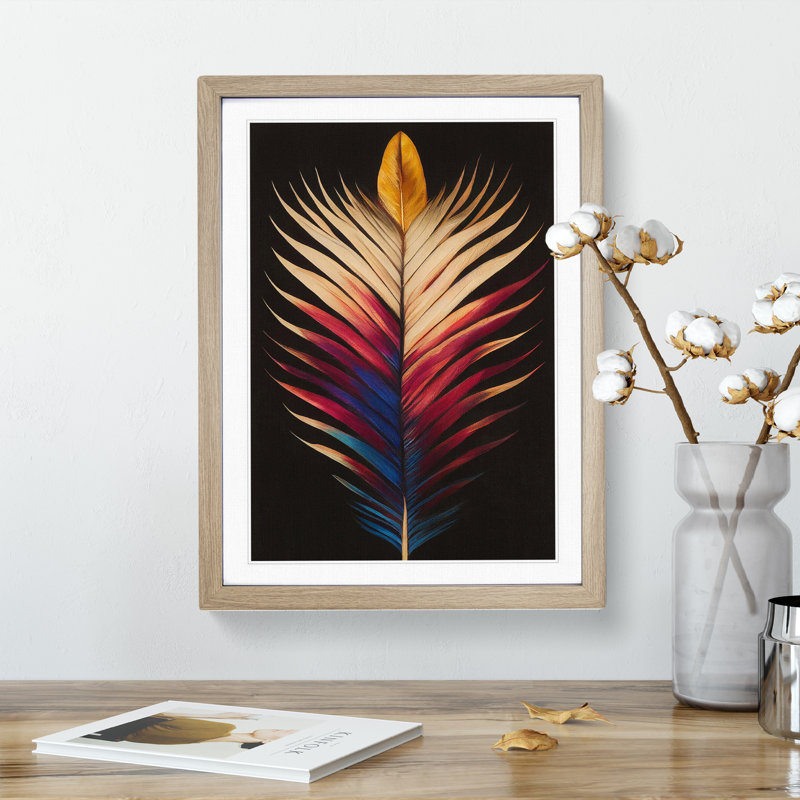 Sublime Feather - Single Picture Frame Painting, 64cm H x 46cm W x 2cm D, Oak Framed