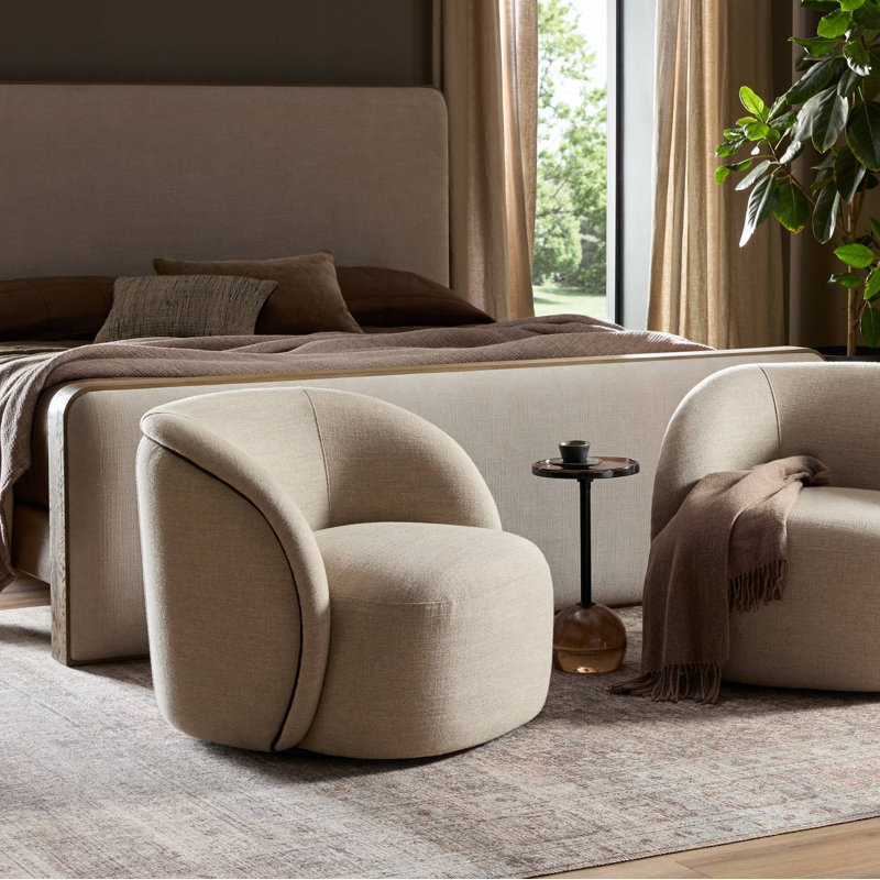 Laurrey Swivel Chair-Monte Navy, Alcala Taupe Polyester Blend