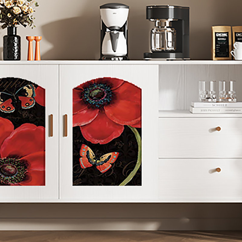 Buffet 59,1 po grande capacité, Blanc/rouge