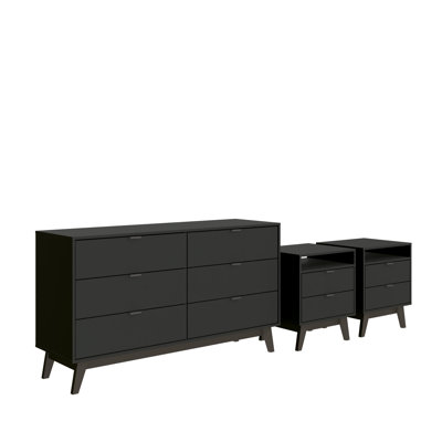 Bernando 3-Piece Bedroom Set - 6-Drawer Dresser And Two 2-Drawer Nightstands