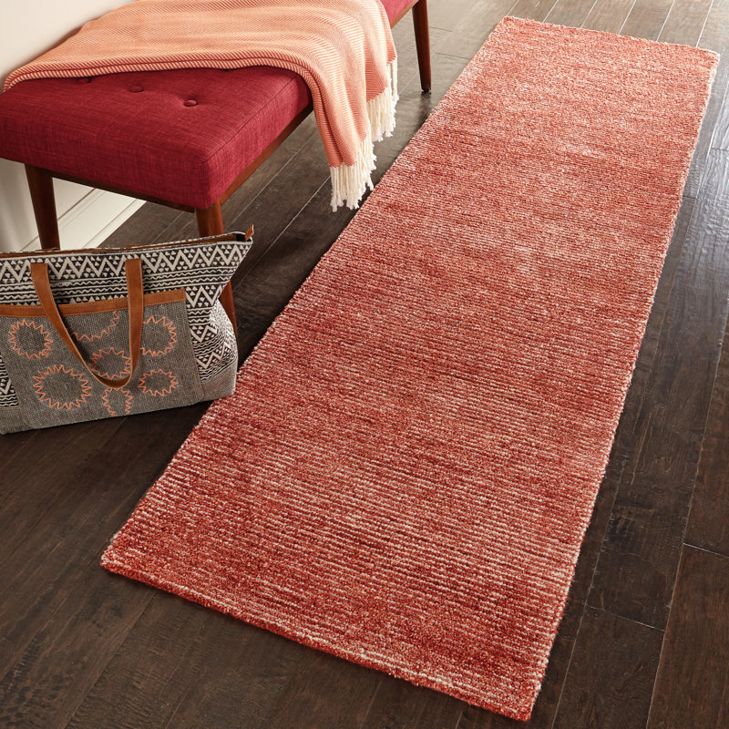 Tapis rouge touffeté à la main Modoulamin, Tapis de couloir 2 pi 3 po x 7 pi 6 po