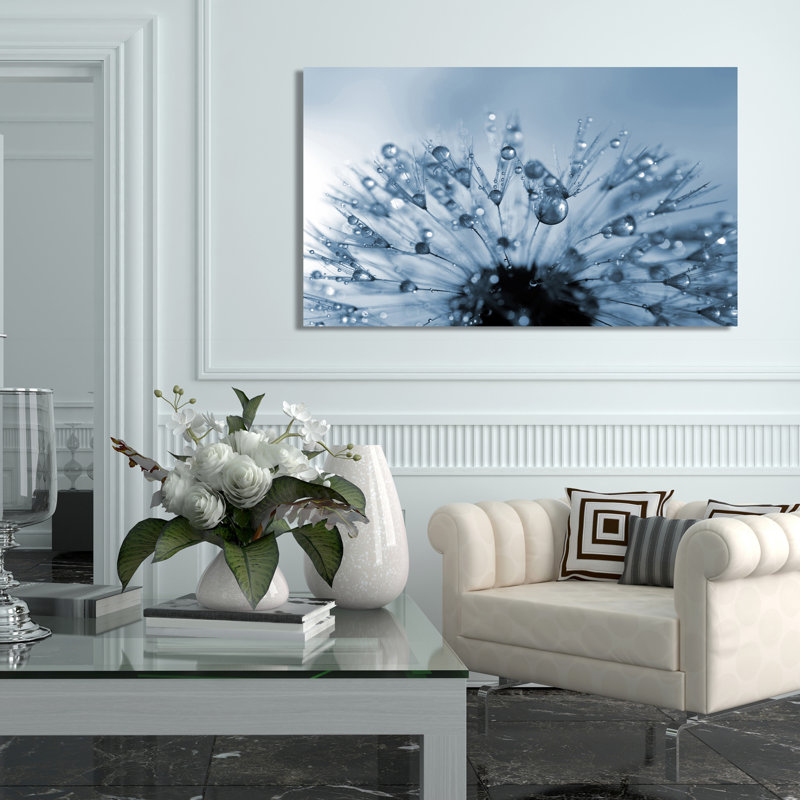 « dewy pissenlit fleur full », reproduction de photo sur toile tendue, H 36 po x l 60 po x P 1,5 po