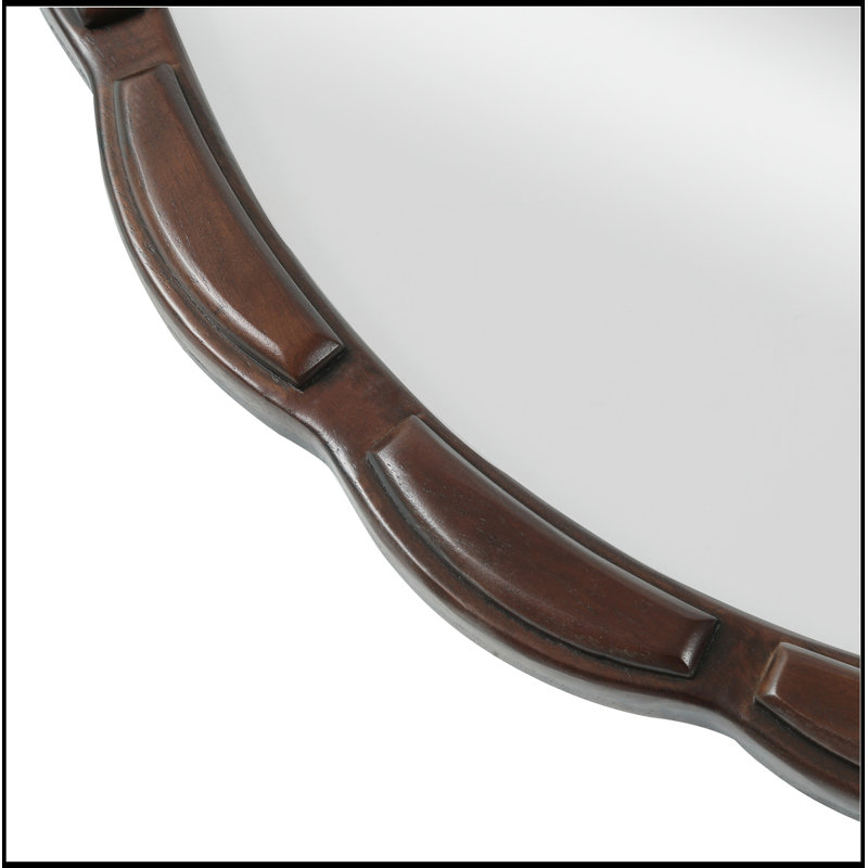 Parrett rond avec cadre en bois, Noyer brun