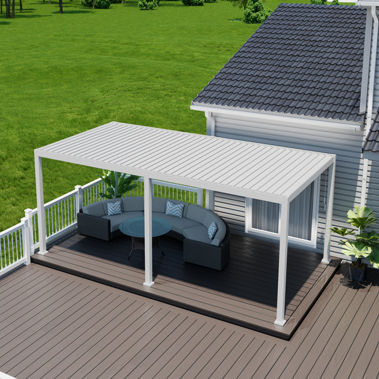  SORARA - Pérgola Mirador con listones de aluminio de 10 x 20  pies con techo ajustable para terraza al aire libre, jardín, patio (blanco)  : Patio, Césped y Jardín