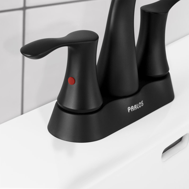 Robinet pour salle de bain à 2 poignées avec ensemble de drain Centreset, Noir mat