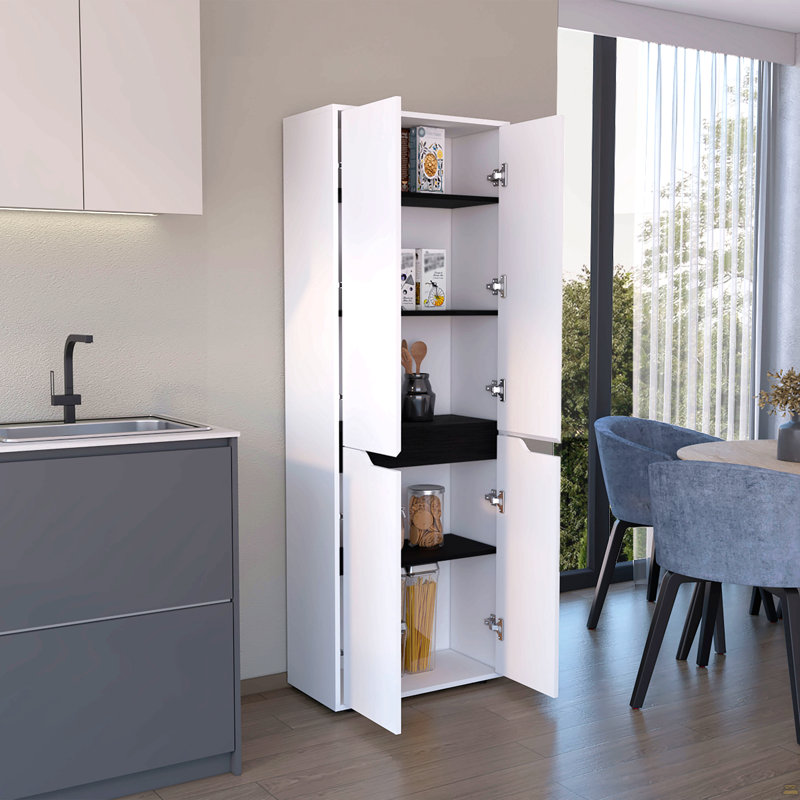 Armoire de rangement 67 po H, avec quatre portes et cinq tablettes intérieures