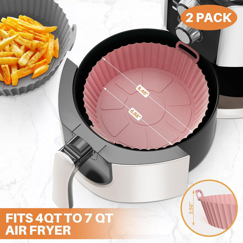 Paquet de 2 doublures en silicone pour friteuse à air gris clair avec poignées