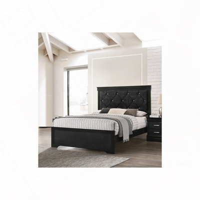 Lit à panneau tapissier en tissu avec tête de lit