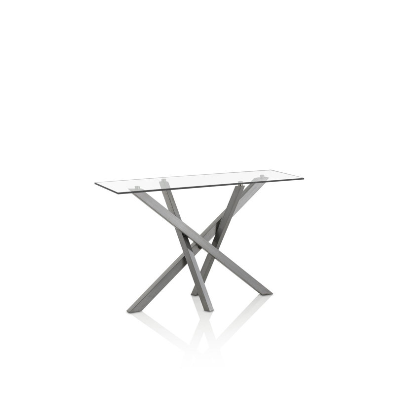 Goree 120cm Glass Top Console Table, Satin Iron