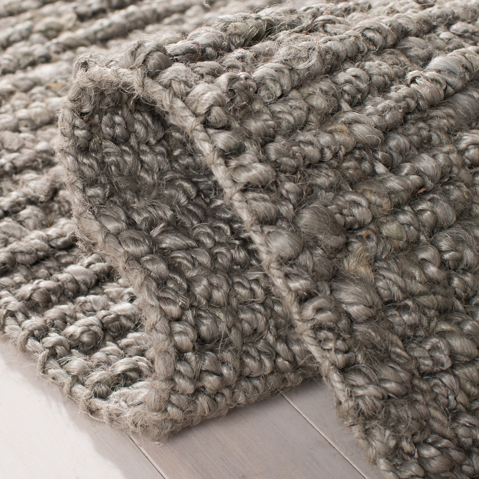 Alda Light Gray Hand-Woven Jute Rug, Rectangle 2' x 3'