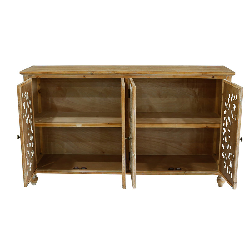 Armoire d'appoint 4 portes - Rangement pour le couloir, le vestibule. Buffet de salle à manger patiné, fonctionnel et élégant avec portes. Fait à la main, attrayant
