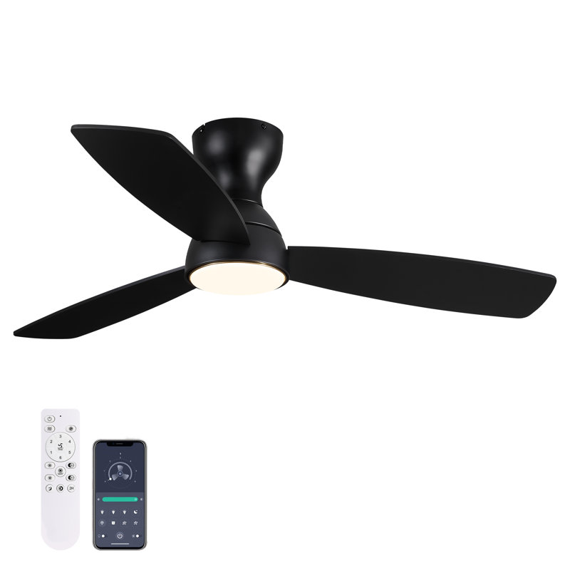 42'' Flush Mount Ceiling Fan With Led Lights & Remote Control, 42"