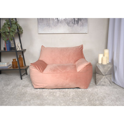 Fauteuil à billes avec assise en rose - siège confortable moderne. Housse à fermeture à glissière amovible, rembourrage en mousse durable. 40 po x 40 po x 30 po, siège de 53 lb. Rembourrage doux. 40 po x 40 po x 30 po, 53 lb
