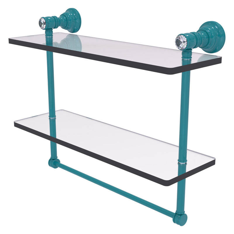 Tablette flottante 2 pièces Carolina, H 9,5 po x l 16 po x P 5,54 po, Bleu sarcelle Glokzin