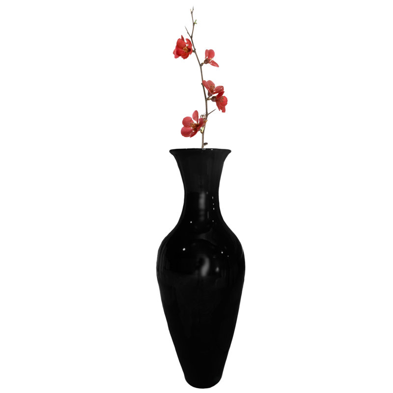 Claxton Handmade Wood Floor Vase, 37" H x 14" W x 14" D, Black