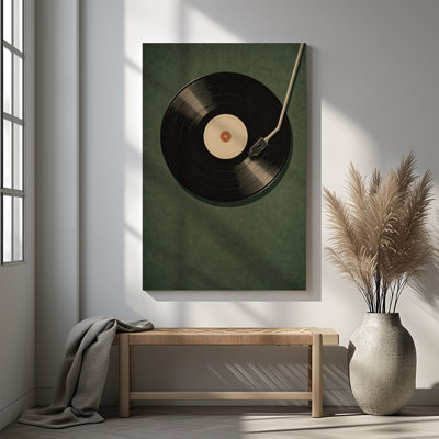 1pc Framed Canvas Wall Art Prints Poster, Vintage Vinyl Record Player Art Posters Canvas Print Painting for Living Room Bedroom Office Bathroom Dorm Home Decor, Ready To Hang