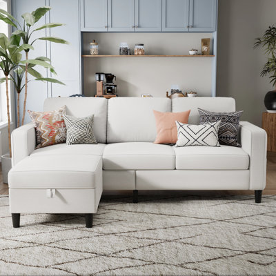 78" Upholstered Sofa With Ottoman