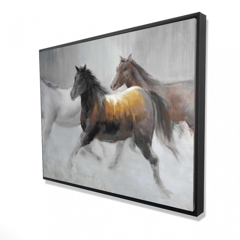 Herd Of Wild Horses Print On Canvas