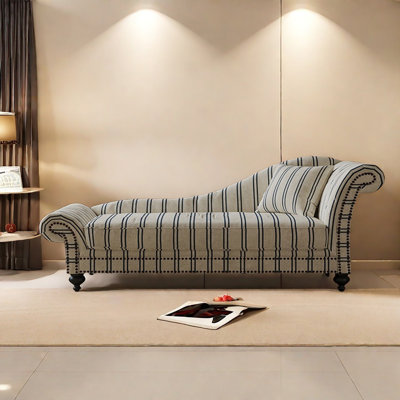Jacquard Fabric Chaise Lounge with Metal Studs