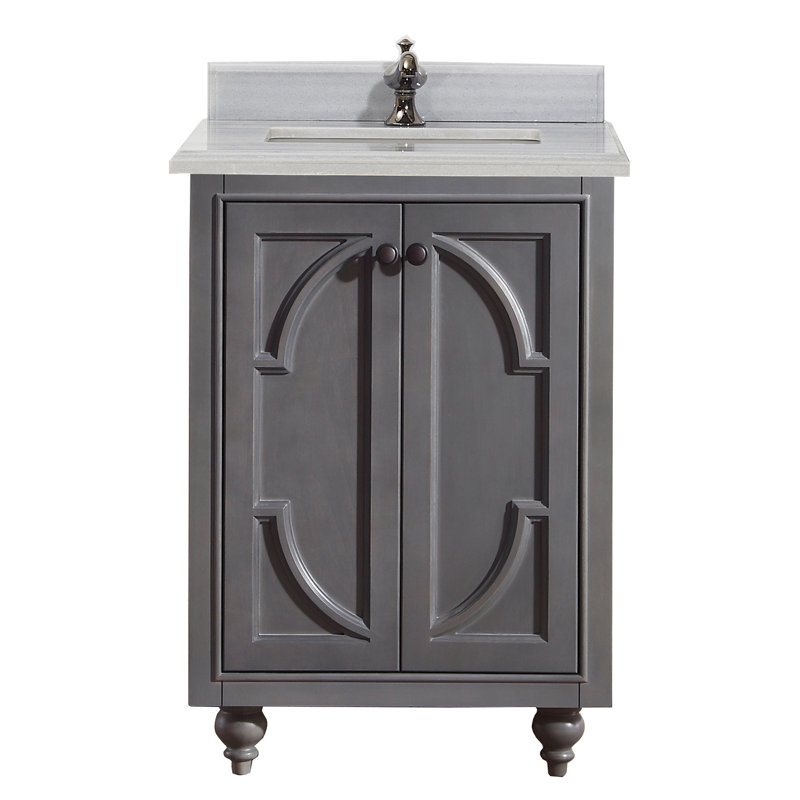 Mundy 24 " W Freestanding Standard Free Standing Single Double With Solid Surface Top, Matte White, White