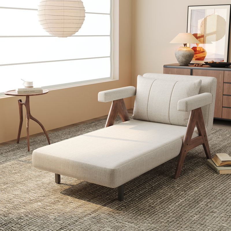 Canapé-lit inclinable 3-en-1 moderne avec dossier réglable, Walnut, 37" H x 35.43" W x 35.43" D