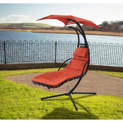 Balancelle suspendue avec auvent et support amovibles - Coussin intégré pour la terrasse, le porche et la piscine