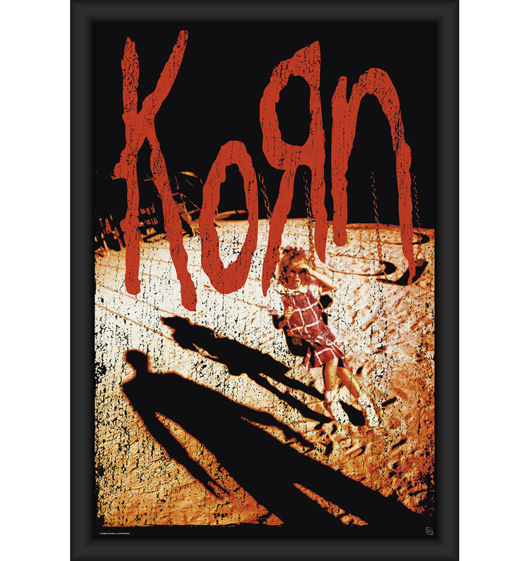 Korn - Affiche d'art encadrée avec balançoire - 24 x 36 po - Cadre en bois d'ingénierie avec plexiglas