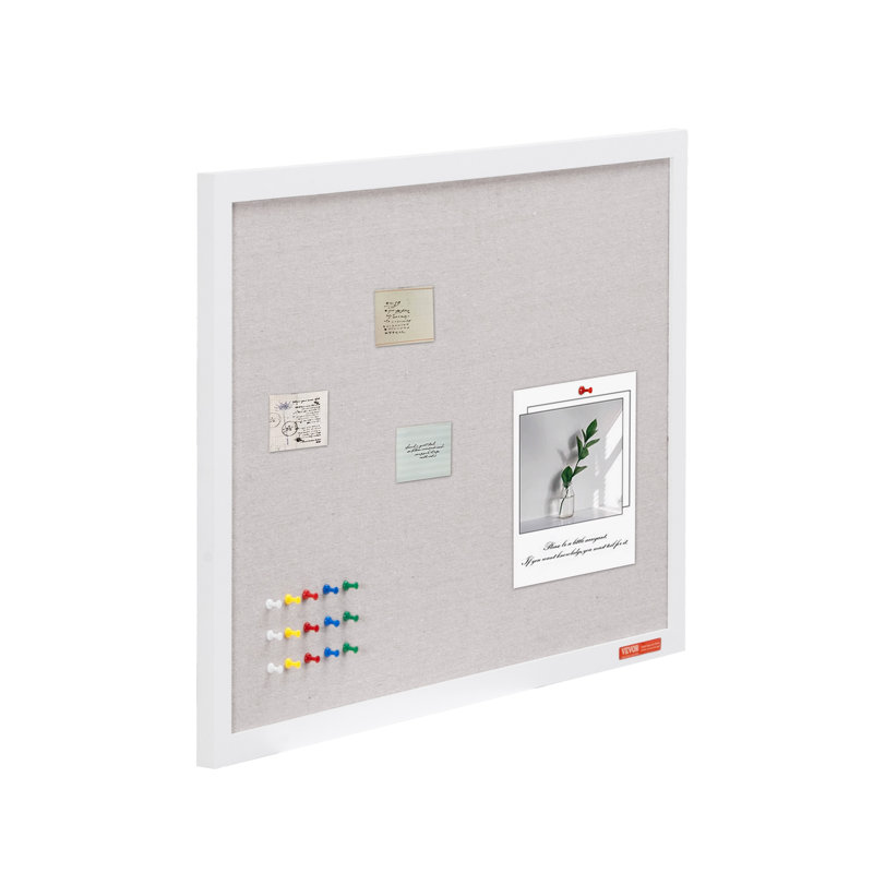 White Cork Board with Linen Surface Wall-Mounted