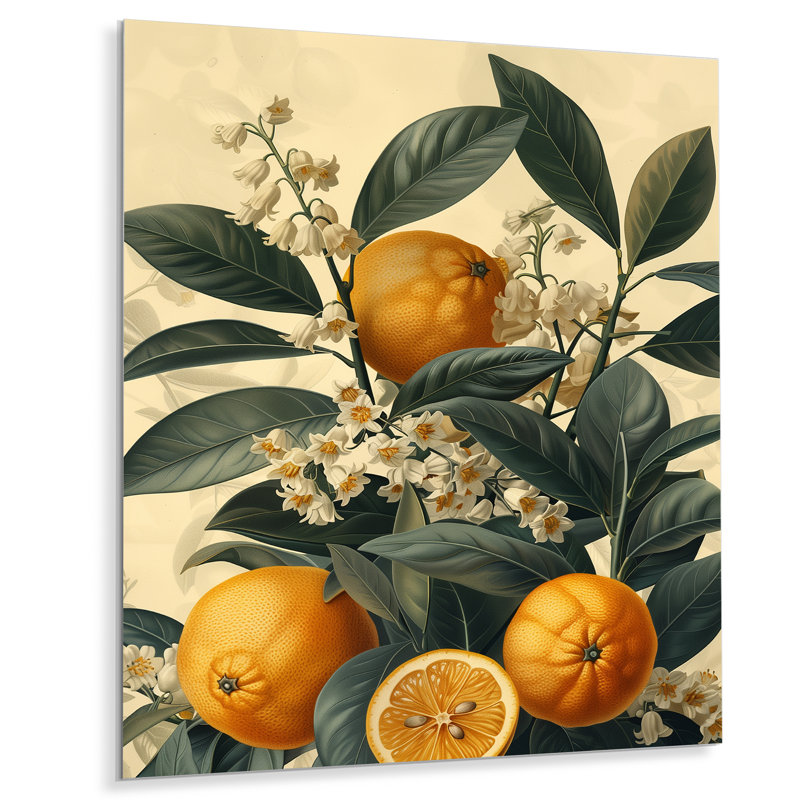 Vintage Orange Tree Bliss I - fruits, art mural, salon, Métal métal, H 20 po x l 12 po x P 1 po