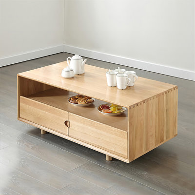 Burlywood Solid Wood Rectangular Coffee Table