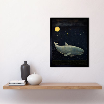 Whale Breach at Full Moon Reach For the Stars 1 Piece Single Picture Frame Wall Art