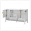 Buffet de rangement à 4 portes, buffet multifonctionnel avec tablette ouverte et 2 tablettes réglables à 2 niveaux, armoire moderne avec crochets doubles, convient au salon, au couloir, à la salle à manger, au bureau-1146652378