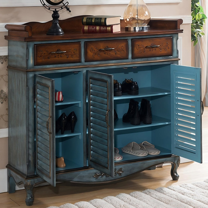 Solid + Manufactured Wood Shoe Storage, Blue