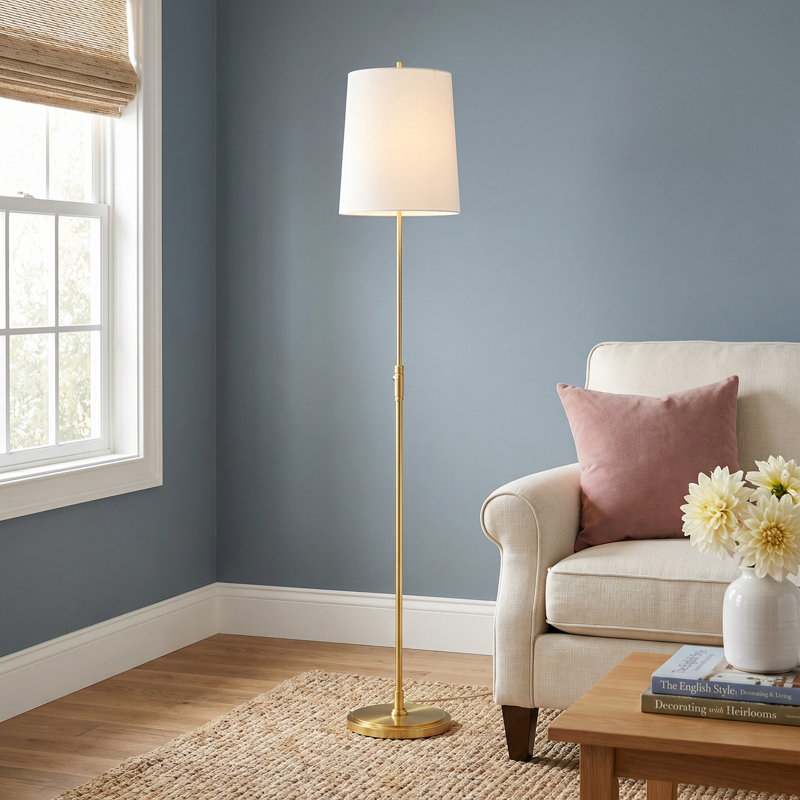65.5'' Traditional Floor Lamp, Burnished Brass