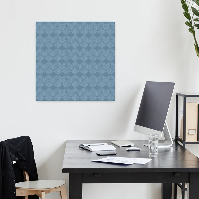 Art mural écailles bleues tissées, H 18 po x l 18 po
