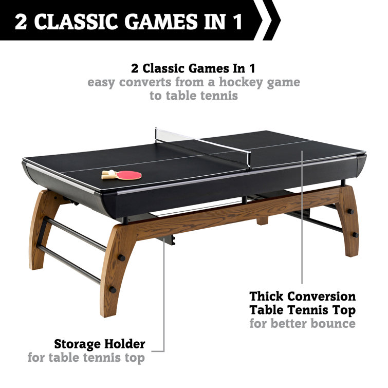 Hall Of Games Edgewood 90 Air Powered Hockey Table With Table Tennis  Conversion Top And Accessories