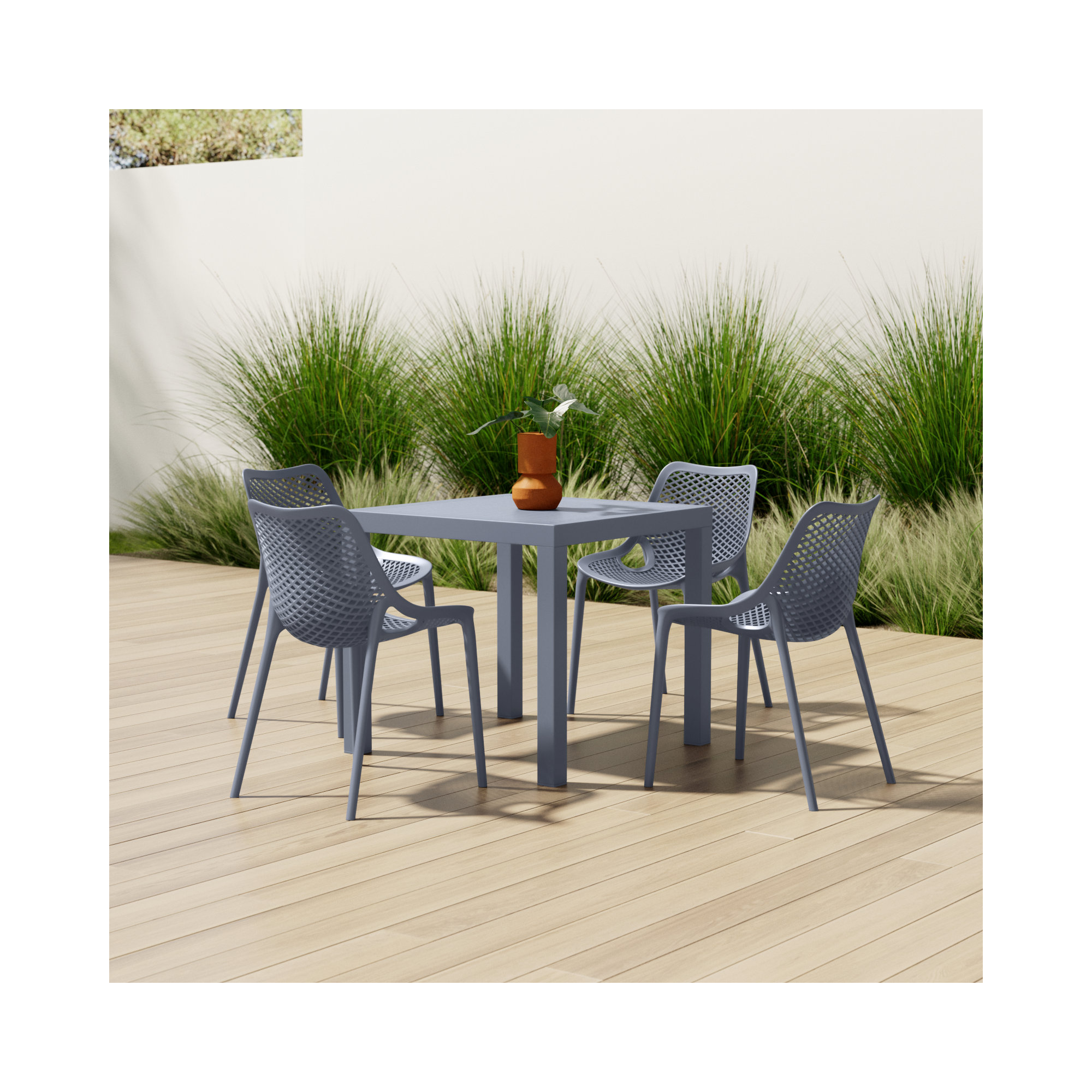 Asherton Square 4 - Person Dining Set, Dark Gray