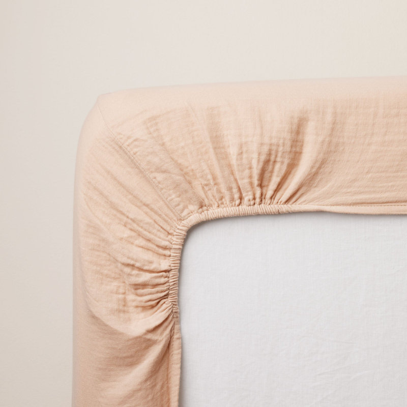 100% Cotton Fitted Sheet, European Kingsize (160 x 200 cm), Powder Pink