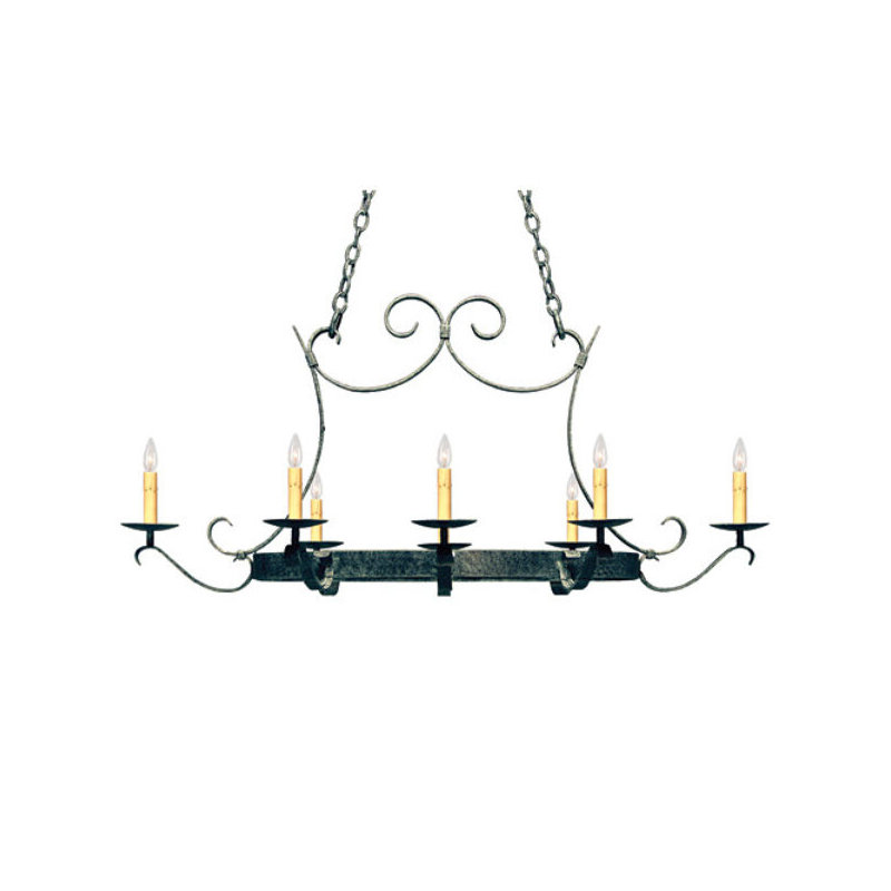 Handforged Oval 8 - Light Chandelier, Blackwash, No Shade