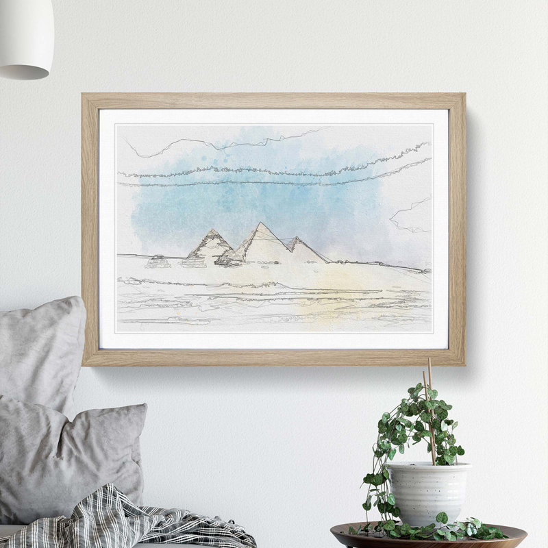 Giza Necropolis Pyramids in Egypt - Picture Frame Graphic Art Print, 27cm H x 36cm W x 2cm D, Oak Framed