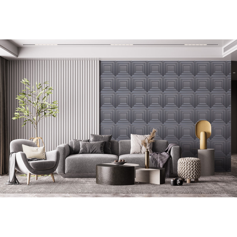 Carreau de plafond en PVC 2 pi x 2 pi Falkirk Perth, Blanc perle