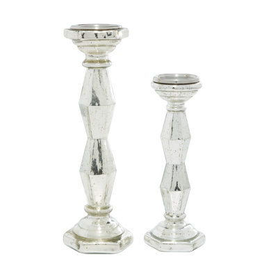 2 Piece Glass Tabletop Candlestick Set